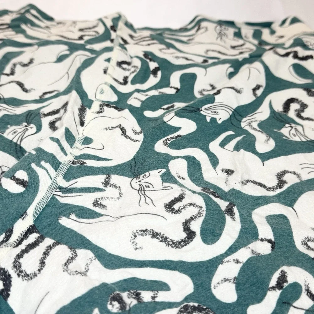 Thunderpants Organic Cotton 3/4 Leggings Womens 2X AOP Cat Print Sustainable - Picture 3 of 9
